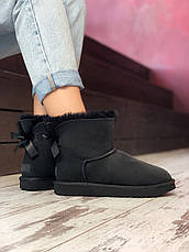 Жіночі чорні короткі зимові замшеві UGG Mini Bailey Bow II з бантом замш мініовчина уги, фото 5