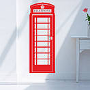 Вінілова декоративна наклейка на стіну Англійска телефонна будка (англійска мова, червоний телефон), фото 2