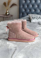 Уги жіночі Ugg Mini Bailey Bow Pink замшеві рожеві