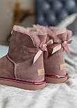 Уги жіночі Ugg Mini Bailey Bow Pink замшеві рожеві, фото 2