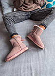 Уги жіночі Ugg Mini Bailey Bow Pink замшеві рожеві, фото 9