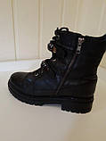 Жіночі стильні чорні шкіряні черевики з натуральним хутром Boy friend, фото 7