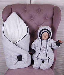 Зимовий комплект на виписку для новонародженого хлопчика набір Левеня