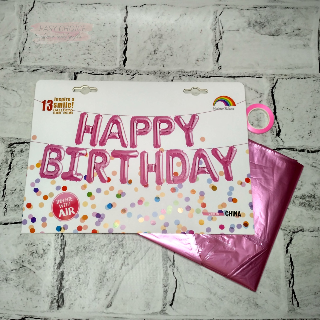 Повітряні кулі букви Happy Birthday рожеві 40 см висота