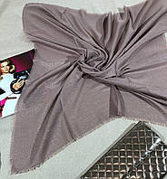 Ультрамодный женский однотонный платок-шаль с люрексом 90*90 Madame polo Светло-коричневый