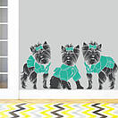 Інтер'єрна вінілова наклейка на стіну та скло Маленькі йорки (собаки, ветеринар, зооклиніка), фото 3
