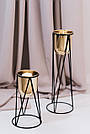 Підсвічники святкові REMY-DEСOR металеві Олімп золотого кольору в наборі 2 шт. висота 51 см і 31 см, фото 4