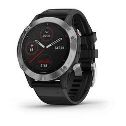 Смарт-годинник Garmin Fenix 6S сріблястий з чорним ремінцем
