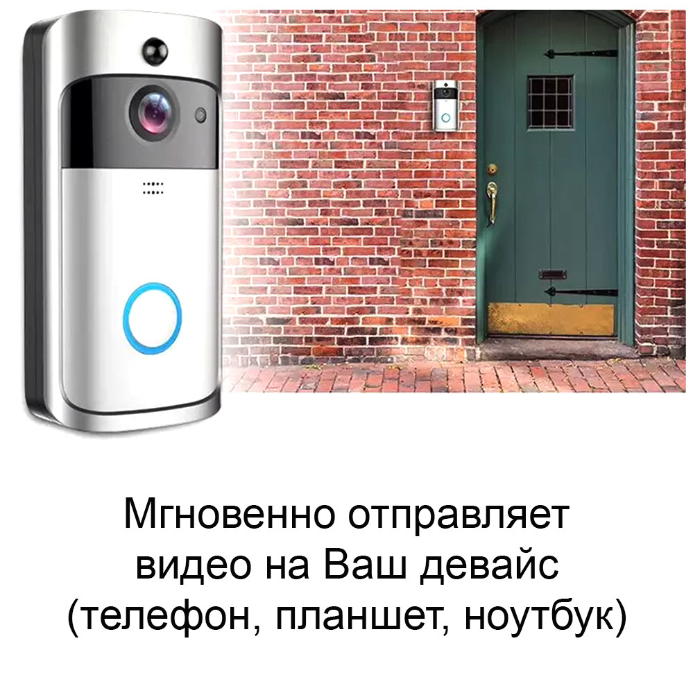 Беспроводной видеозвонок с датчиком движения HD Wi-Fi Eken V5 Black Bluetoth видео звонок глазок на дверь - фото 7 - id-p1278717320