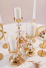 Підсвічники святкові REMY-DEСOR Ватель золотого кольору зі скляною колбою набір 3 шт. висота 25см 31см 38см, фото 5