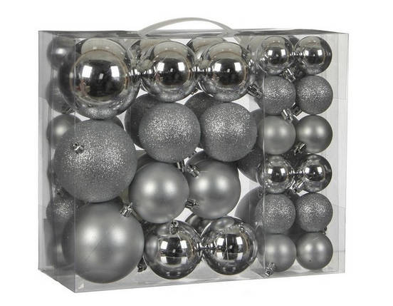 Ялинкові кульки 46 шт, "House of Seasons" пластик, колір срібло, фото 2