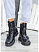 Черевики-берці чоботи короткі жіночі зимові чорні шкіряні на хутрі на шнурівці на низькому ходу, фото 3