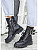 Черевики-берці чоботи короткі жіночі зимові чорні шкіряні на хутрі на шнурівці на низькому ходу, фото 5