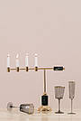 Підсвічник святковий REMY-DEСOR з металу Кран золотого кольору на чотири свічки з чорним каменем висота 38 см, фото 4