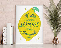 Мотивирующий плакат постер мотивационный Lemons Lemonade формат А3 без рам