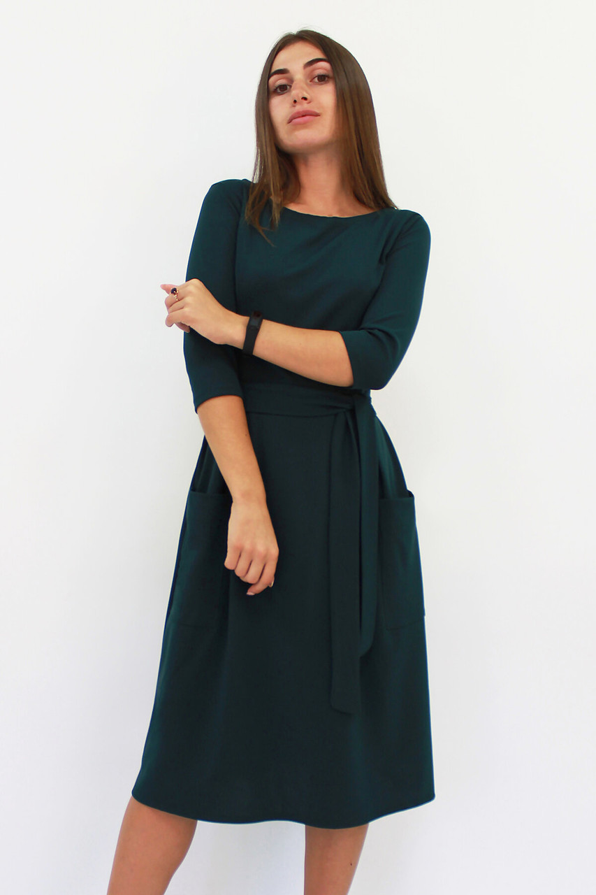 Класичне жіноче плаття-міді Tirend, темно-зелений M