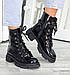 Жіночі демісезонні Черевики берці шкіряні лакові чорні на шнурівці низькому ходу 36-40 розмір, фото 2