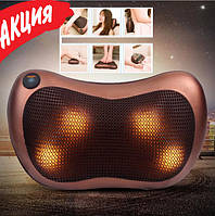 Роликовая массажная подушка для шеи спины и плеч Massage pillow QY-8028 Массажер в машину с подогревом