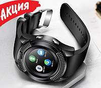Умные смарт часы-телефон Smart Watch v8 с камерой Круглые Bluetooth часы спорт браслет с сим для взрослых