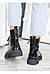 Черевики-берці чоботи короткі жіночі зимові чорні шкіряні на хутрі на шнурівці на низькому ходу, фото 3