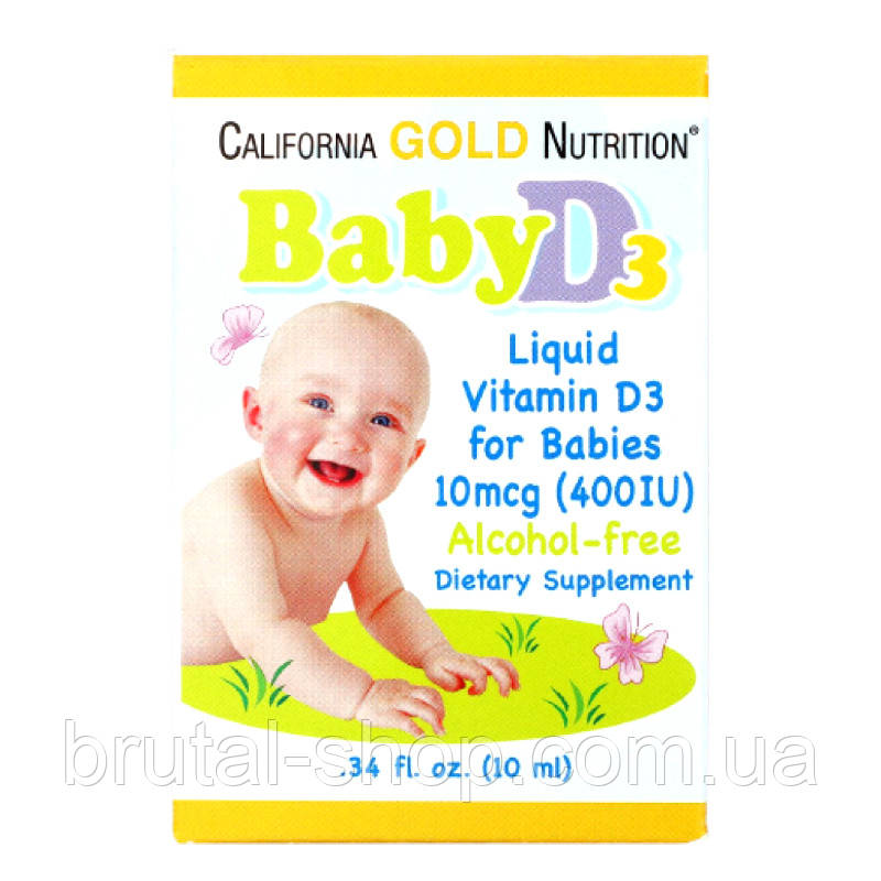 California Gold Nutrition, Вітамін D3 в краплях для дітей, 400 МО, 10 мл