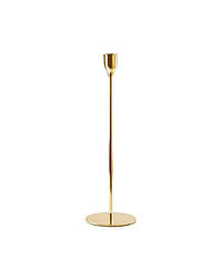 Підсвічник святковий REMY-DEСOR металевий Гамлет золотого кольору для тонкої свічки висота 33 см декор дому