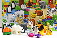 Детский конструктор JDLT 5092, зоопарк, ( 69 деталей), слон, жираф, белый медведь, лев, работник зоопарка