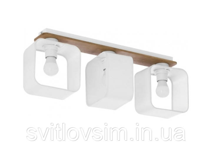 Люстра, світильник TK LIGHTING, 3 плафони метал/дерево/текстиль, фото 1