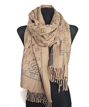 Теплий шарф Шелбі 180*60 см бежевий/сірий