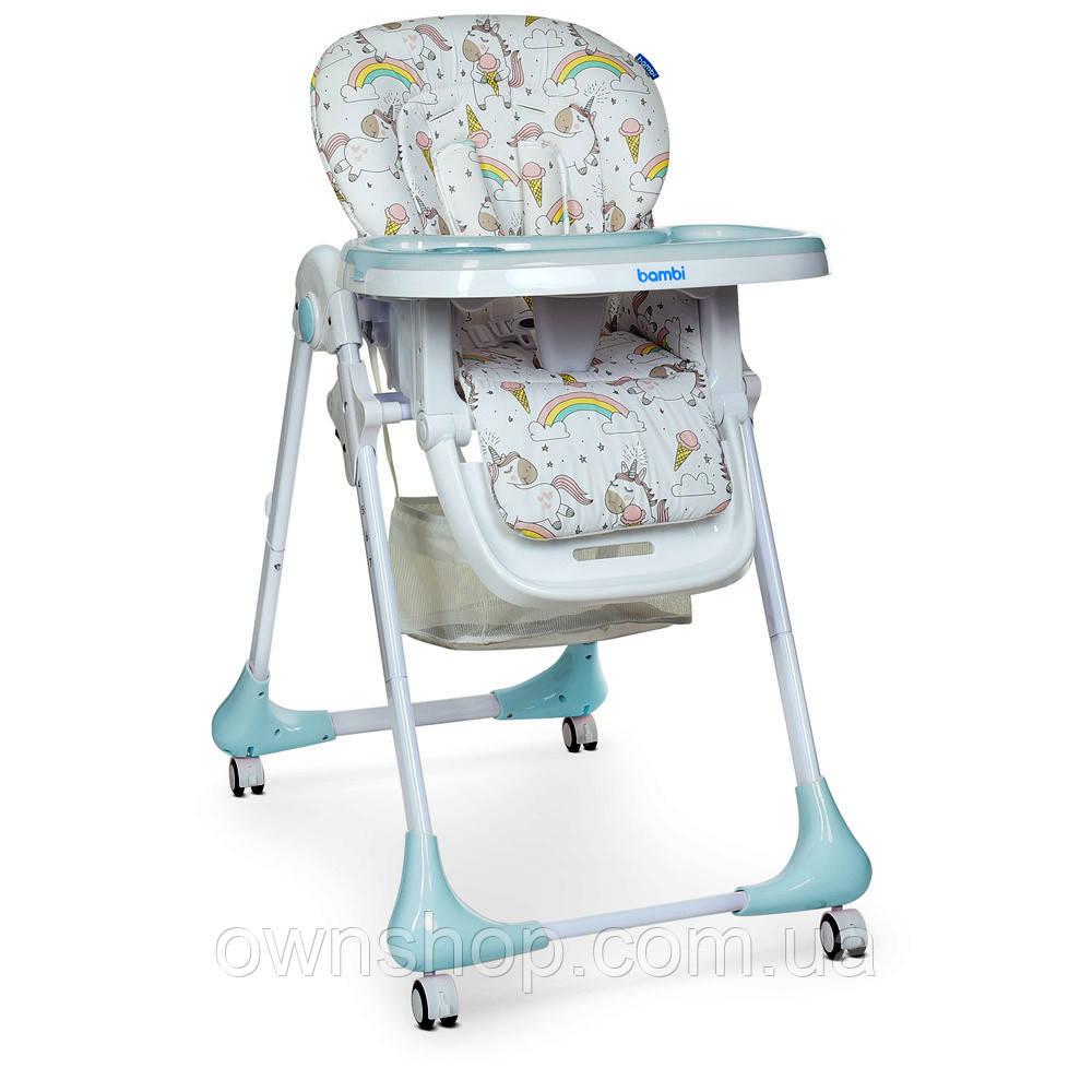 Дитячий cтульчик-трансформер для годування M 3233 UNICORN MINT ( Єдиноріжки)
