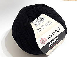 YarnArt Jeans Ярнарт Джинс пряжа нитки для в'язання 50 гр., 160 м, бововна / акрил. Чорний 53