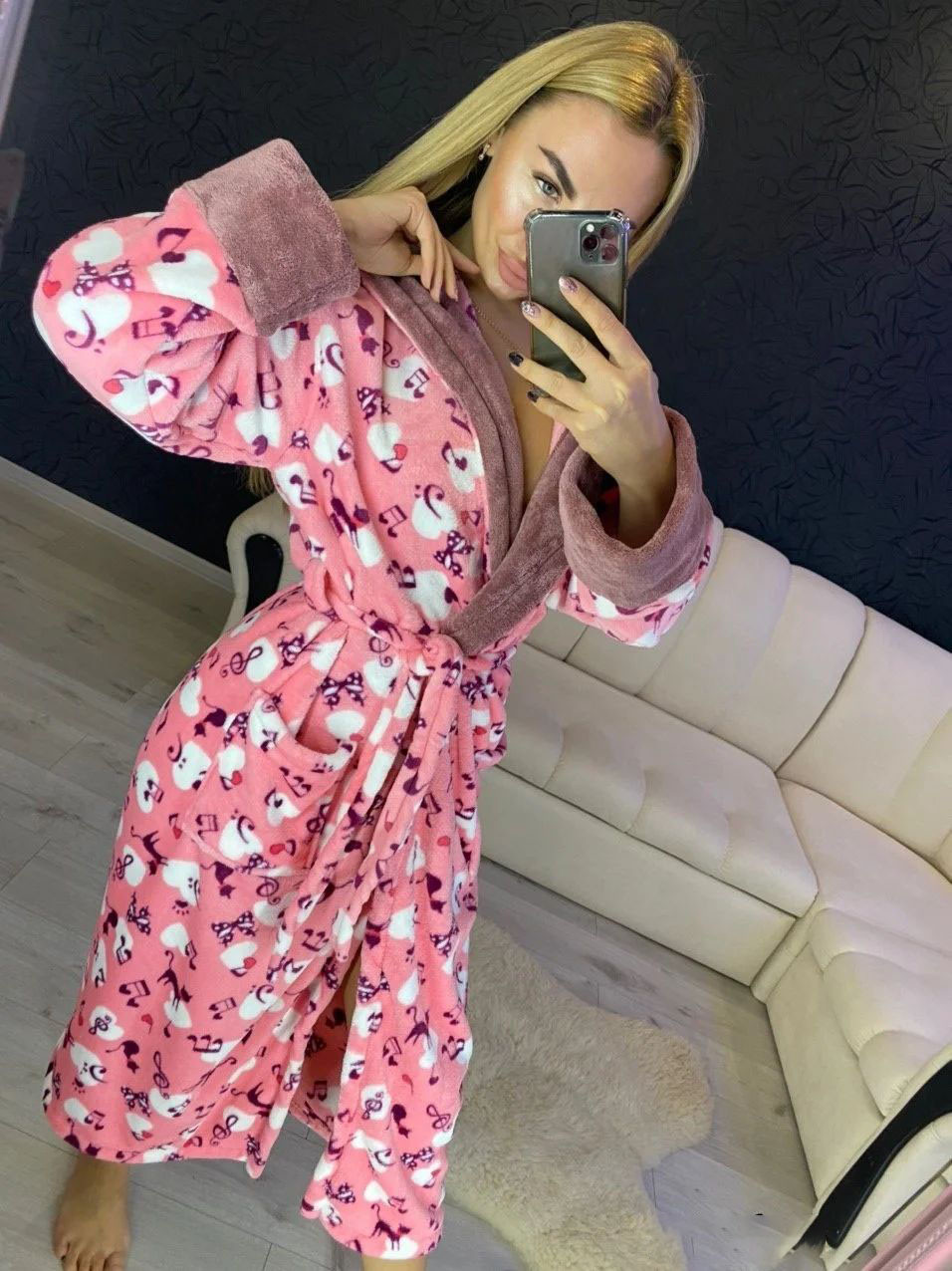 Жіночий довгий махровий халат із капюшоном хіт продажів із котками