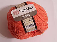 Пряжа YarnArt Jeans Ярнарт Джинс нитки для вязания 50 гр., 160 м, хлопок / акрил. Коралови 61