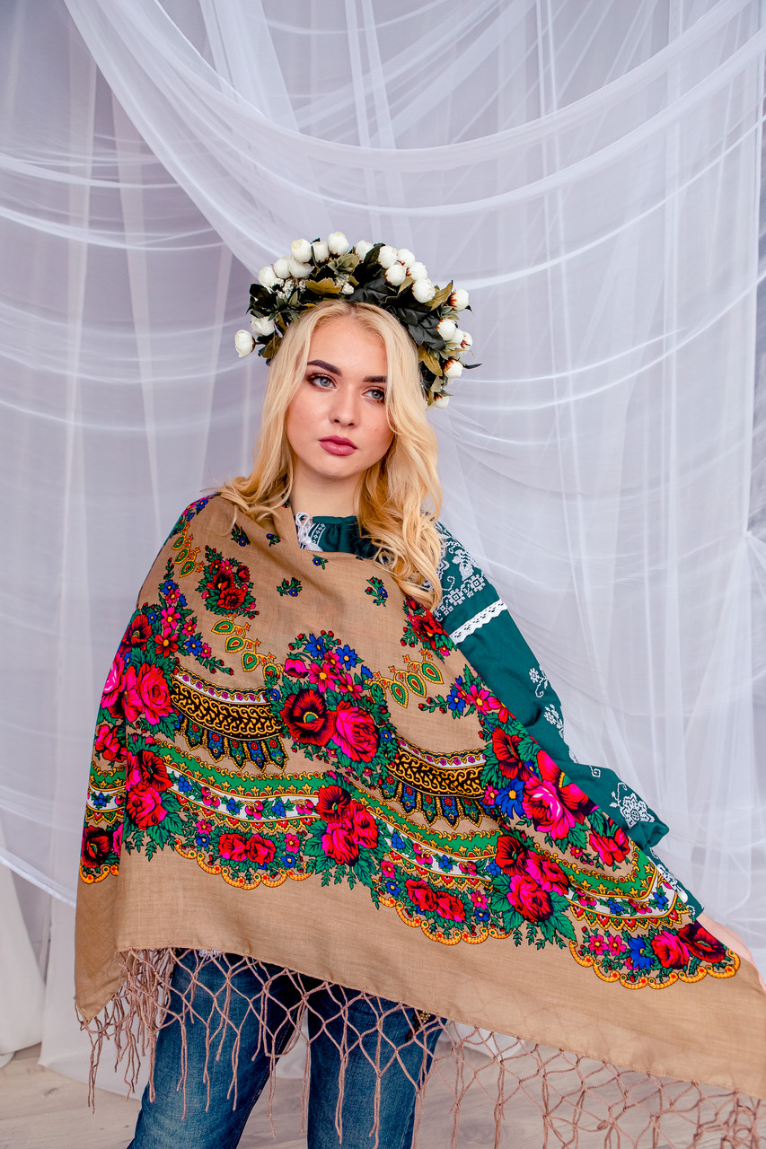 Прикраса хустка (125×125) коричнева, фото 1