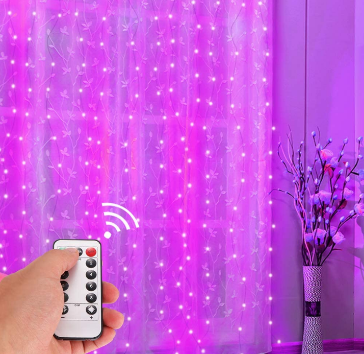 Світлодіодна гірлянда штора завісу "Роса" 3*3метра 300LED USB Pink рожева