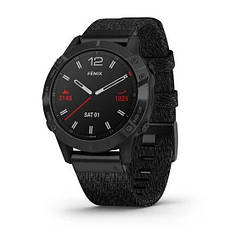 Смарт-годинник Garmin Fenix 6 Sapphire чорний DLC з чорним ремінцем плетеним