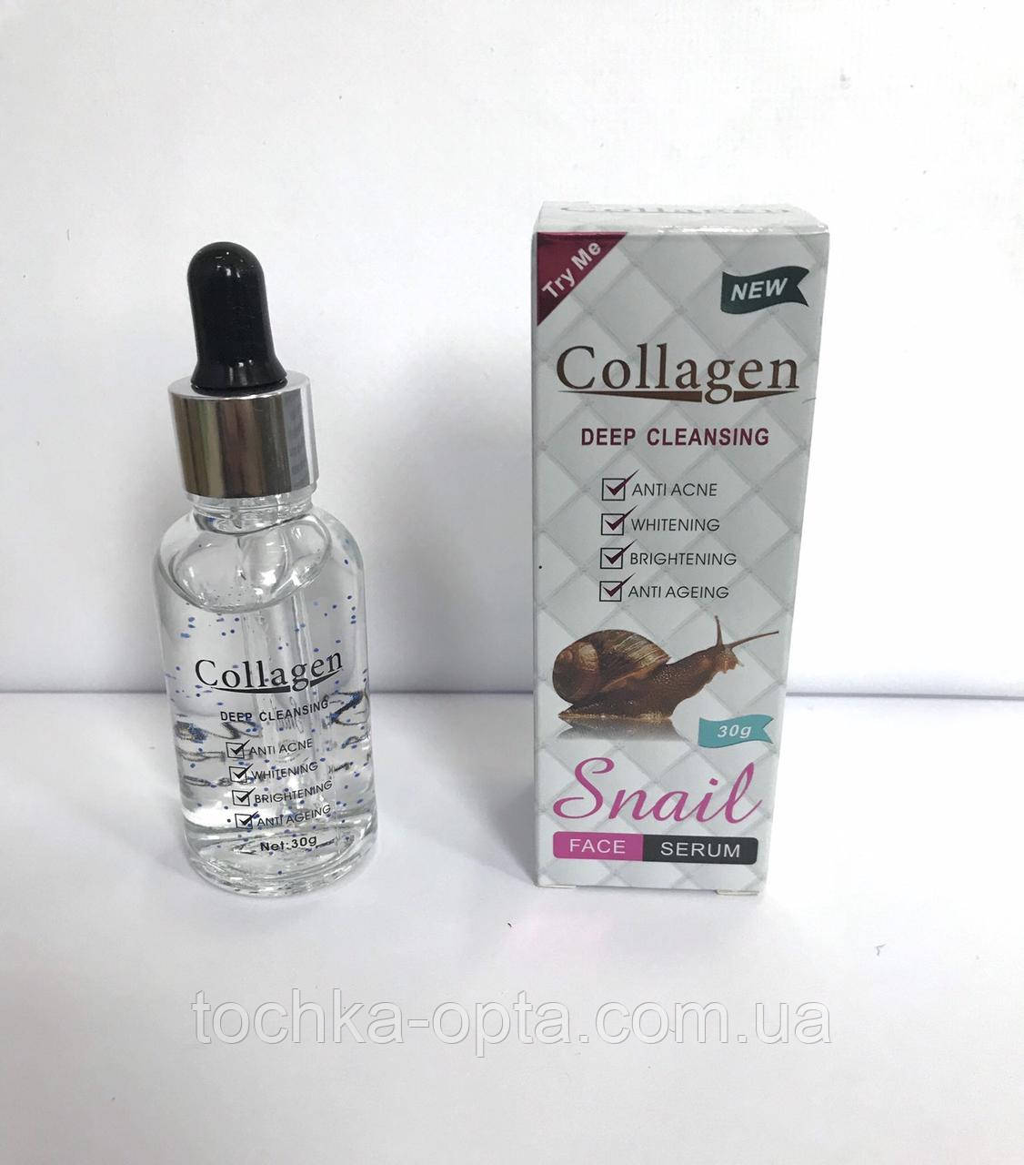 Сироватка для обличчя з муцином равлика Collagen deep Cleansing Snail 30 г, фото 1