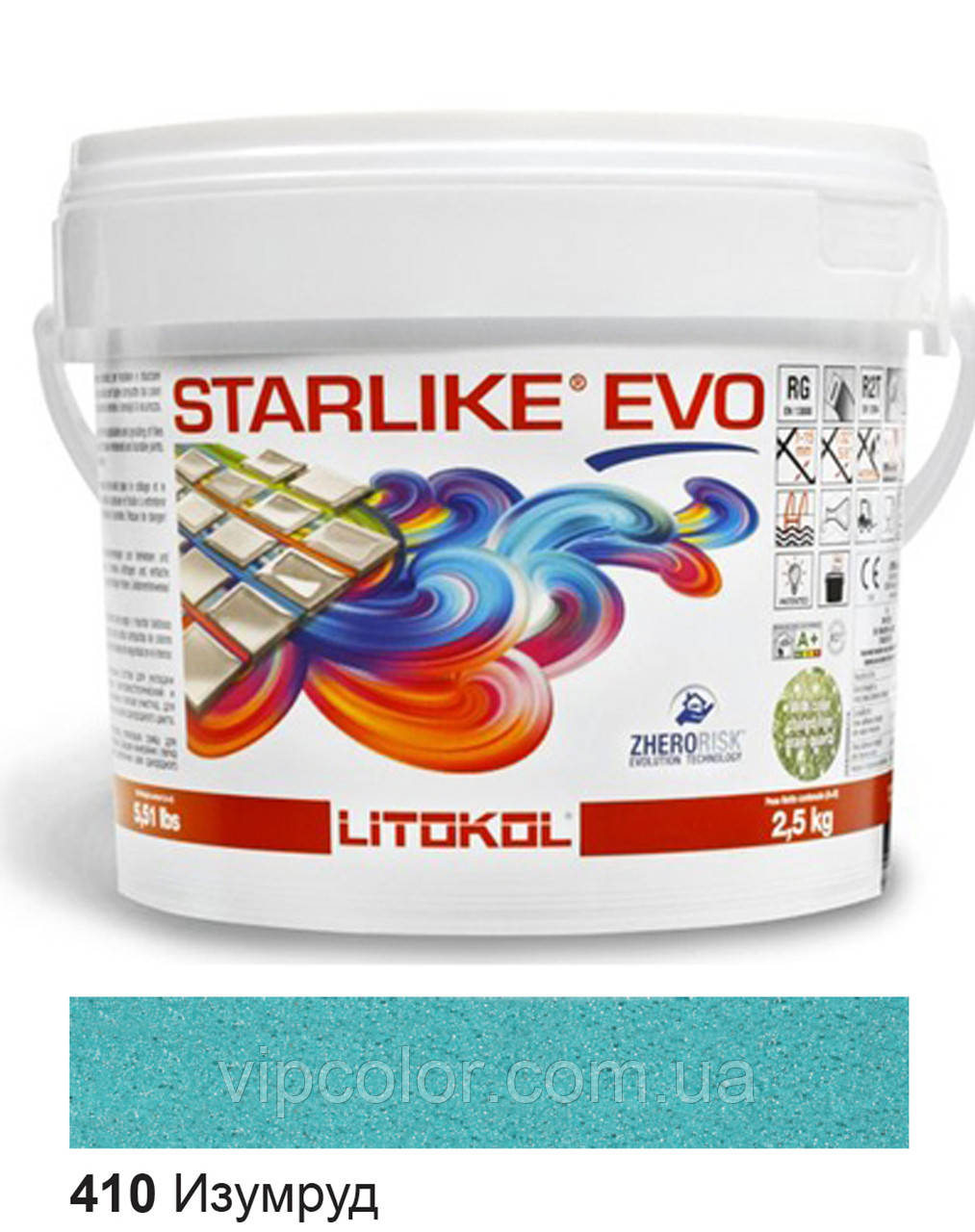 Litokol Starlike EVO 410 СМАРАГД 2,5 кг - епоксидна двокомпонентна затірка - Glam Collection