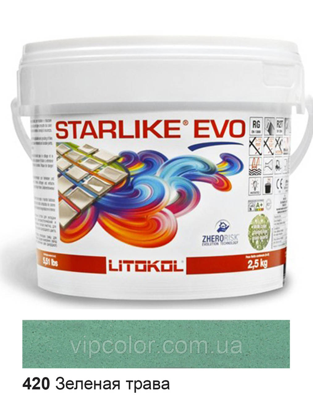 Litokol Starlike EVO 420 ЗЕЛЕНА ТРАВА 2,5 кг - епоксидна двокомпонентна затірка - Glam Collection