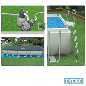 Каркасний Басейн Intex 54982/28352 (549x274x132cм) + Пісочний Насос Intex 56686 у коплекті, фото 2