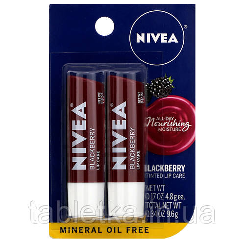 Nivea, Тонирующее средство для губ, ежевика, 2 пакетика, по 4,8 г (0,17 ...