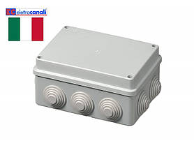 Коробка розподільна IP55 150x110x70 Elettrocanali EC400C5 (навісна, 10 сальників 25мм)