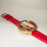 Малиновий наручний жіночий годинник з Ейфелевою вежею, кварцові годинники зі стразами, фото 3