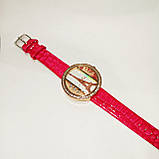 Малиновий наручний жіночий годинник з Ейфелевою вежею, кварцові годинники зі стразами, фото 5