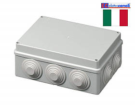 Коробка розподільна IP55 190x140x70 Elettrocanali EC400C6 (навісна, 10 сальників 32мм)