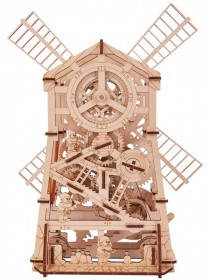 Млин вітряний Wood Trick (80 деталей) — механічний дерев'яний 3D пазл конструктор, фото 2