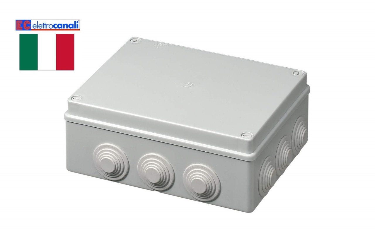 Коробка розподільна IP55 240x190x90 Elettrocanali EC400C7 (навісна, 12 сальників 32мм)