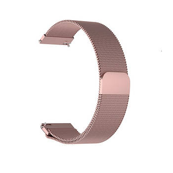 Ремінець металевий для годинника 20 мм міланська петля рожевий