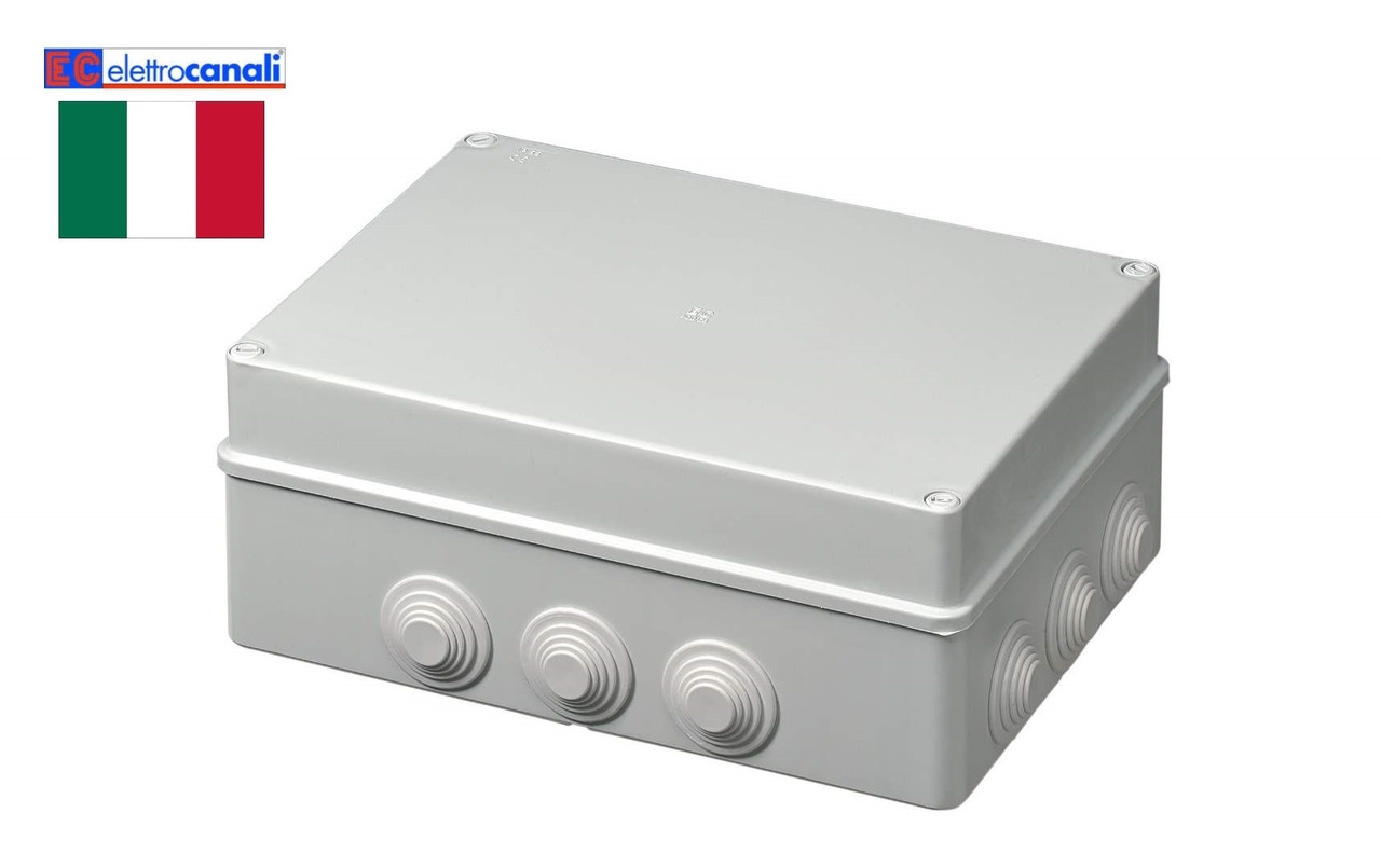 Коробка розподільна IP55 300x220x120 Elettrocanali EC400C8 (навісна, 12 сальників 32мм)
