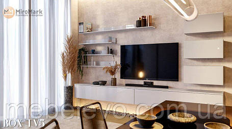 Вітальня Бокс / Box TV5 1868х3500х400мм білий глянець Миро-Марк, фото 1